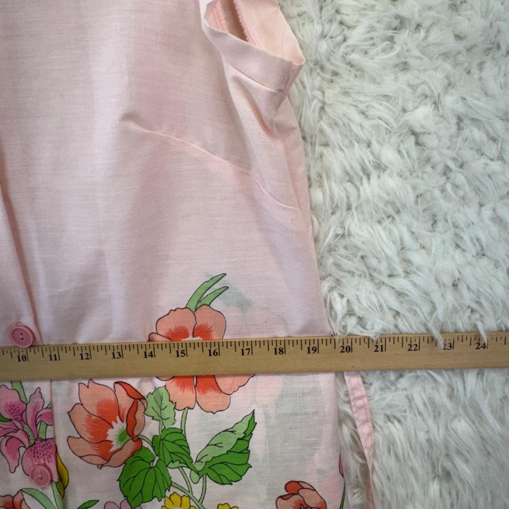 Beco Originals VTG Dress Womens M Pink Floral Button Front Retro 70s Sleeveless - Picture 5 of 14